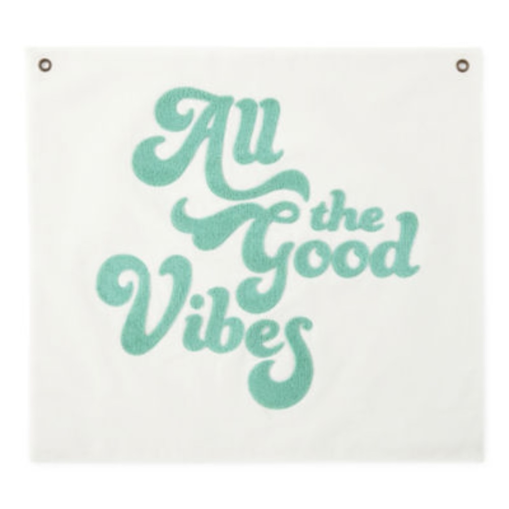 Boho "All the Good Vibes" Canvas & Crewel Wall Hanging Decor Tapestry DORM - NWT